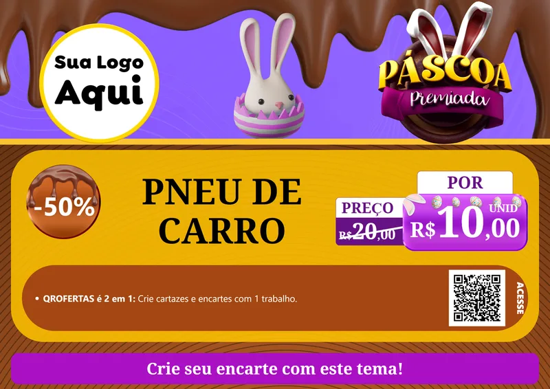 Modelo de Cartaz para Cartaz A4 Horizontal com o tema Páscoa Premiada para Auto peças