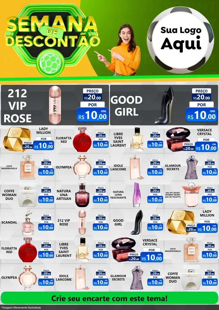 Modelo de Encarte para Encarte A4 Vertical com o tema Semana de Descontão - Copa para Perfumes