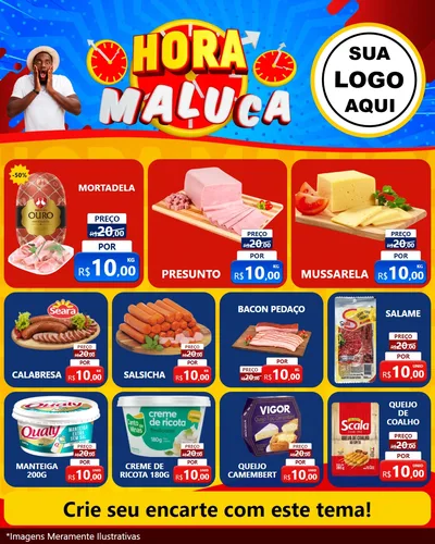 Modelo de Rede Social para Feed Instagram com o tema Hora Maluca para Frios e Laticínios