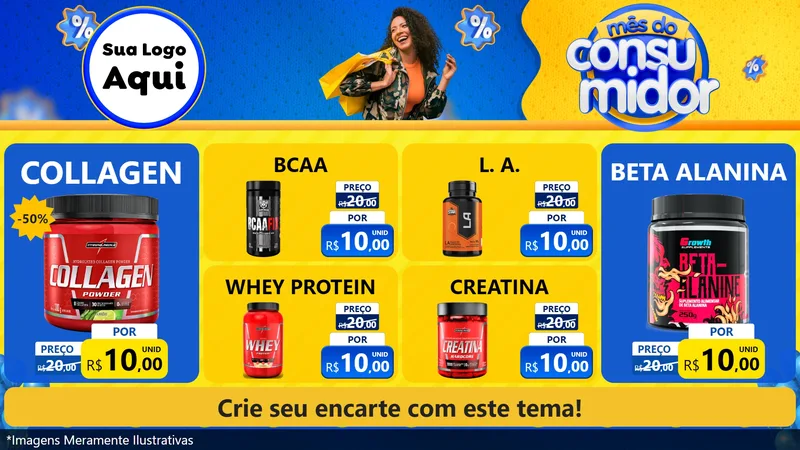 Modelo de TV para TV Horizontal com o tema Mês do Consumidor para Suplementos alimentares