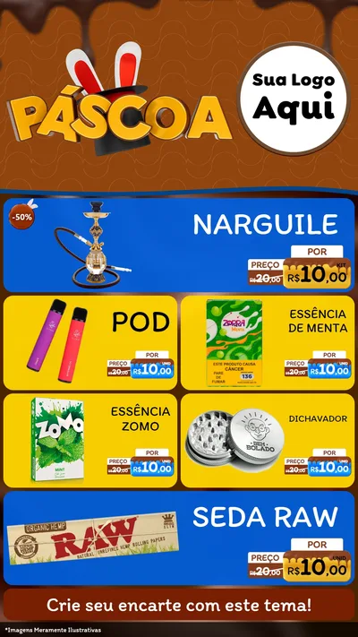Modelo de TV para TV Vertical com o tema Páscoa para Tabacaria