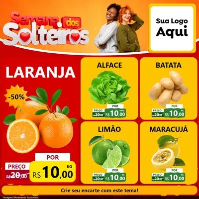 Modelo de Rede Social para Feed Facebook com o tema Semana dos Solteiros para Hortifrúti