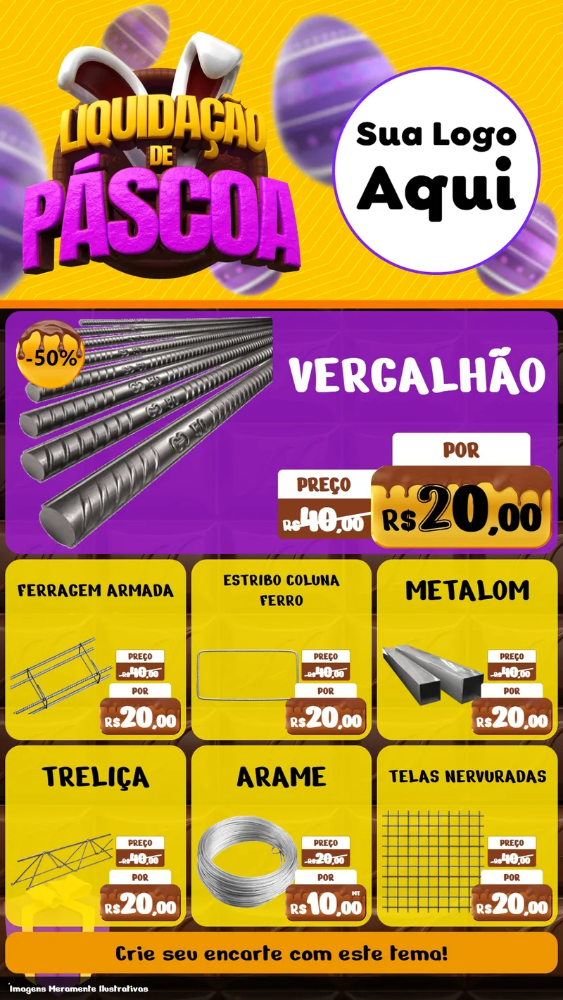 Modelo de Rede Social para Stories com o tema Liquidação de Páscoa para Ferragens