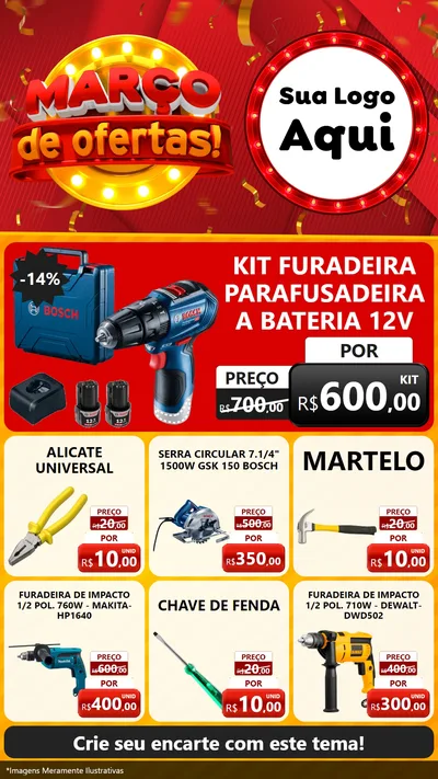 Modelo de Rede Social para Stories com o tema Março de Ofertas! para Maquinas e Ferramentas