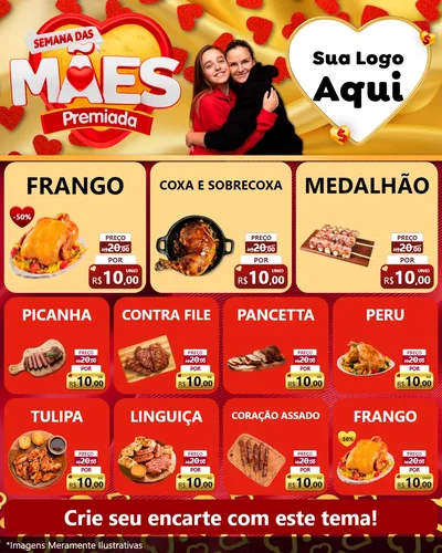 Modelo de Rede Social para Feed Instagram com o tema Semana das Mães Premiada para Assados