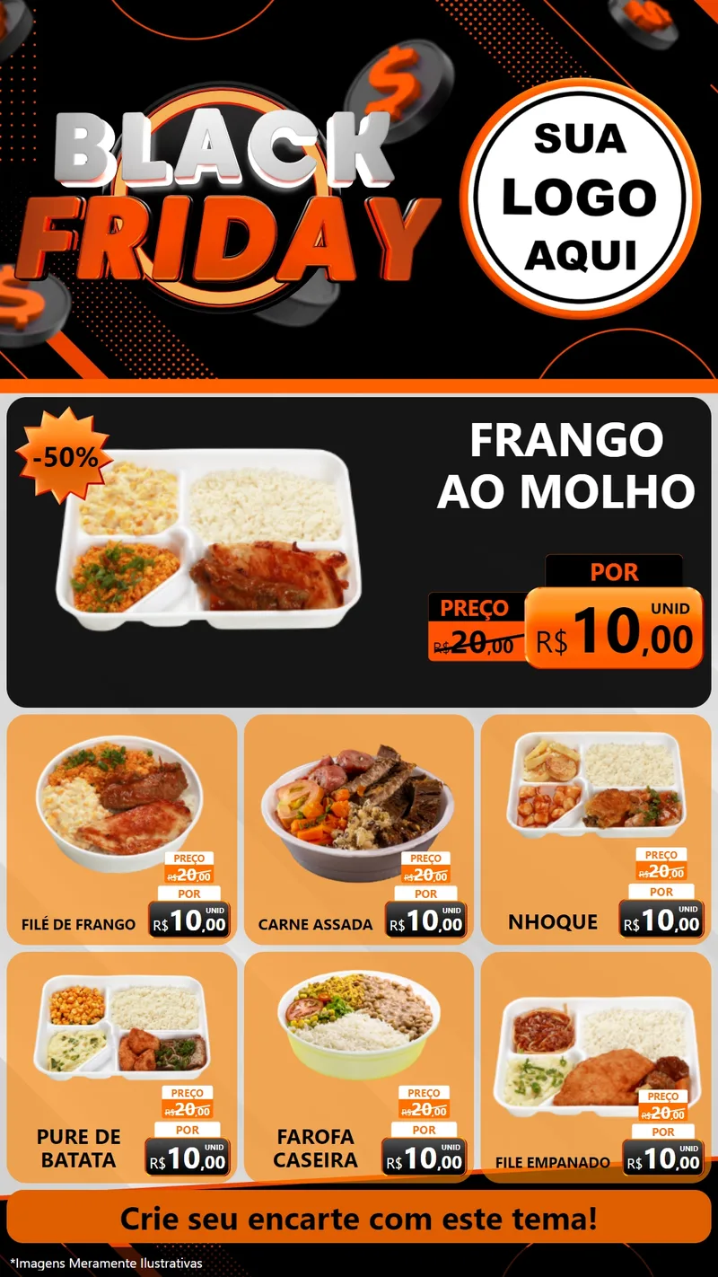 Modelo de Rede Social para Stories com o tema Black Friday para Restaurante
