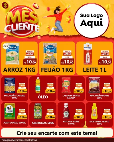 Modelo de Rede Social para Feed Instagram com o tema Mês do Cliente para Supermercado