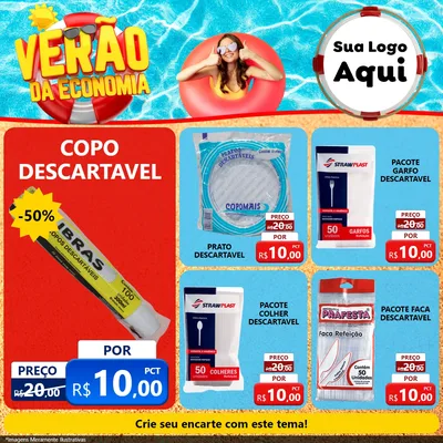 Modelo de Rede Social para Feed Facebook com o tema Verão da Economia para Embalagens