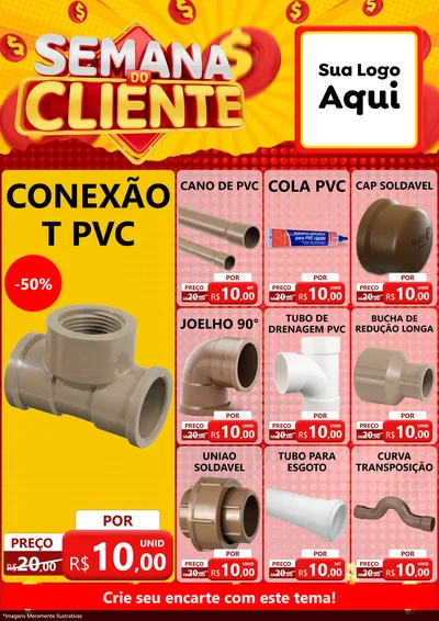 Modelo de Encarte para Encarte A4 Vertical com o tema Semana do Cliente para Tubos e conexões