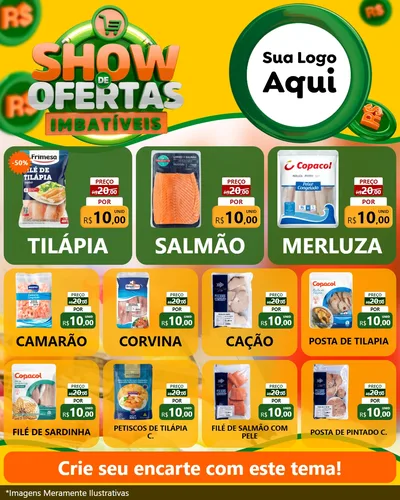 Modelo de Rede Social para Feed Instagram com o tema Show de Ofertas Imbatíveis para Peixaria