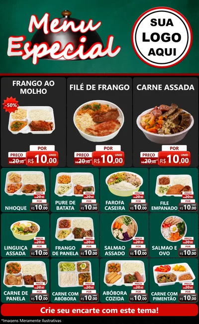 Modelo de Encarte para Encarte Grande com o tema Menu Especial para Restaurante
