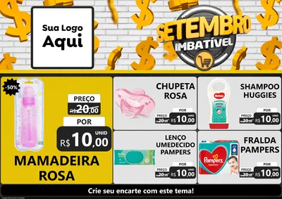Modelo de Encarte para Encarte A4 Horizontal com o tema Setembro Imbatível para Bebês