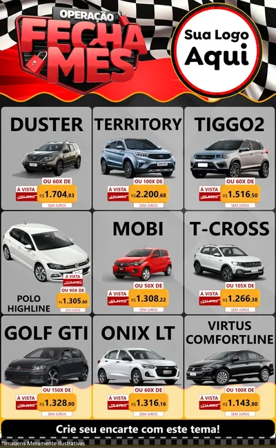 Modelo de Encarte para Encarte Grande com o tema Operação Fecha Mês - Auto Moto para Concessionaria de Carros