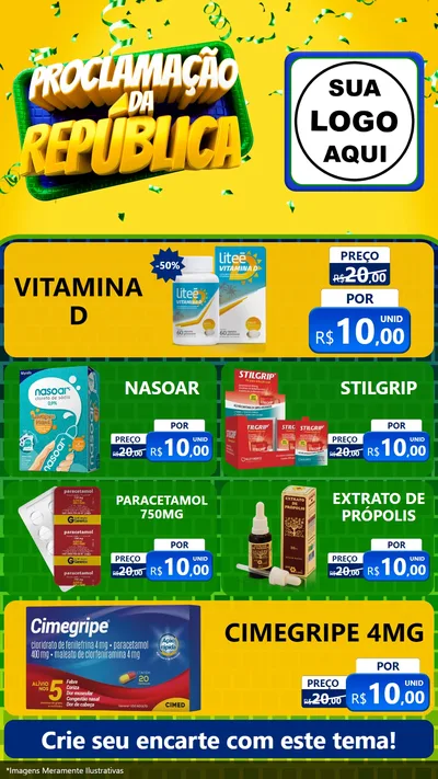 Modelo de TV para TV Vertical com o tema Proclamação da República para Farmácia