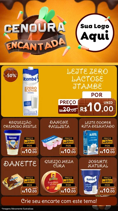 Modelo de Rede Social para Stories com o tema Cenoura Encantada - Páscoa para Frios e Laticínios
