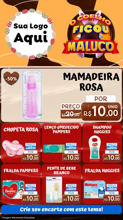 Modelo de Rede Social para Stories com o tema O Coelho Ficou Maluco - Páscoa para Bebês