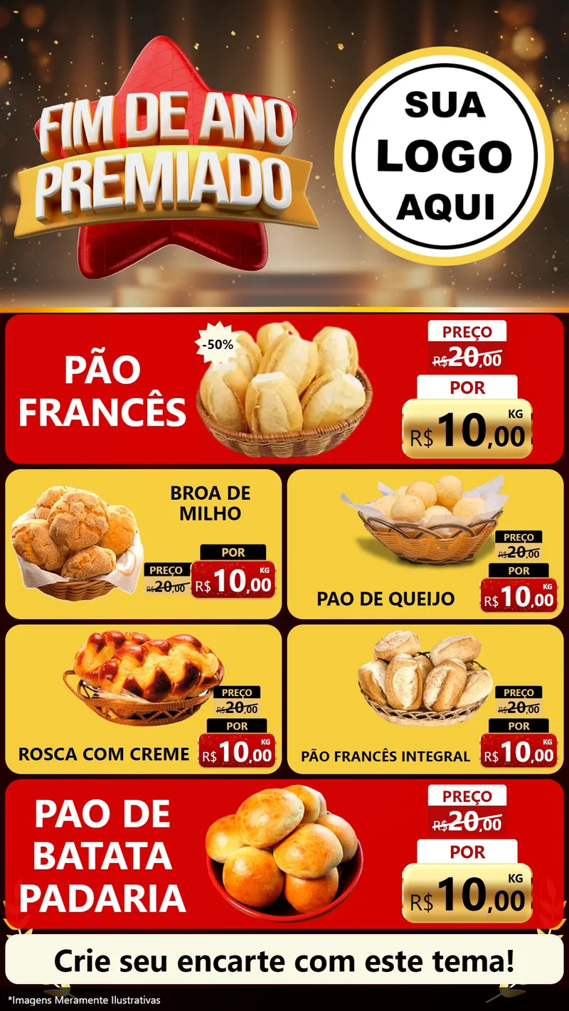 Modelo de TV para TV Vertical com o tema Fim de Ano Premiado para Padaria