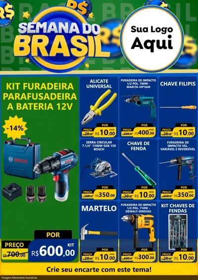 Modelo de Encarte para Encarte A4 Vertical com o tema Semana Do Brasil para Maquinas e Ferramentas