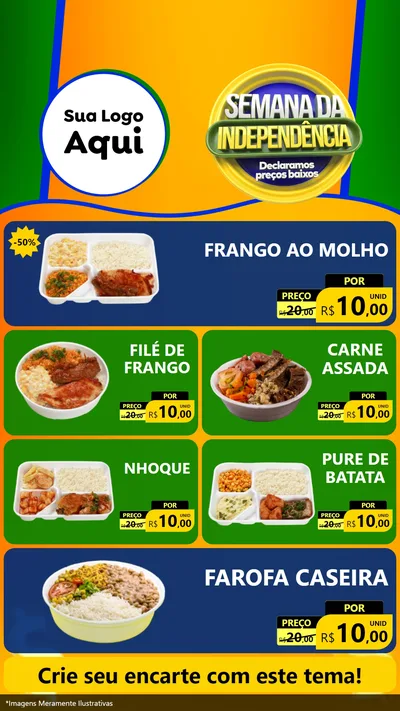 Modelo de TV para TV Vertical com o tema Semana da Independência Declaramos Preços Baixos para Restaurante