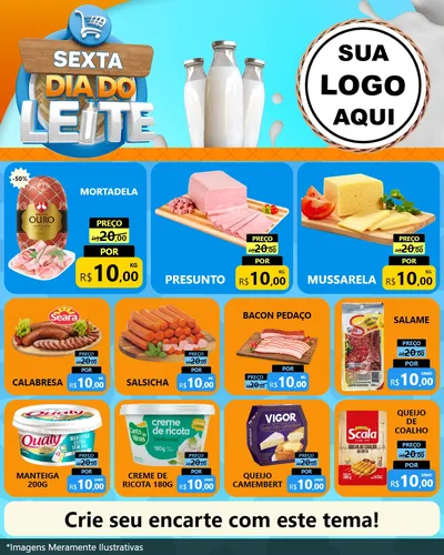 Modelo de Rede Social para Feed Instagram com o tema Sexta Dia do Leite para Frios e Laticínios