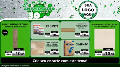 Modelo de TV para TV Horizontal com o tema Promoção de Aniversário - 30 Anos para Pisos e revestimentos