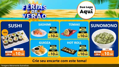 Modelo de TV para TV Horizontal com o tema Férias de Verão para Comida japonesa