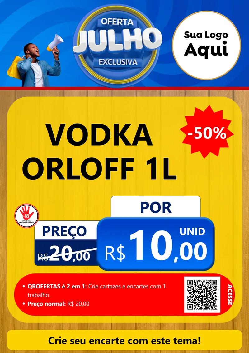 Modelo de Cartaz para Cartaz A4 Vertical com o tema Oferta Exclusiva, Julho para Distribuidora de bebidas