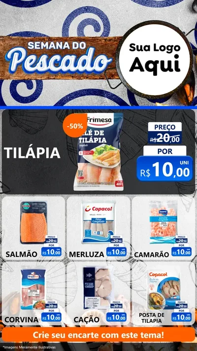 Modelo de Rede Social para Stories com o tema Semana do Pescado para Peixaria