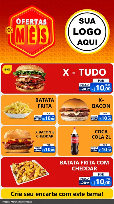 Modelo de TV para TV Vertical com o tema Ofertas do Mês para Hamburgueria