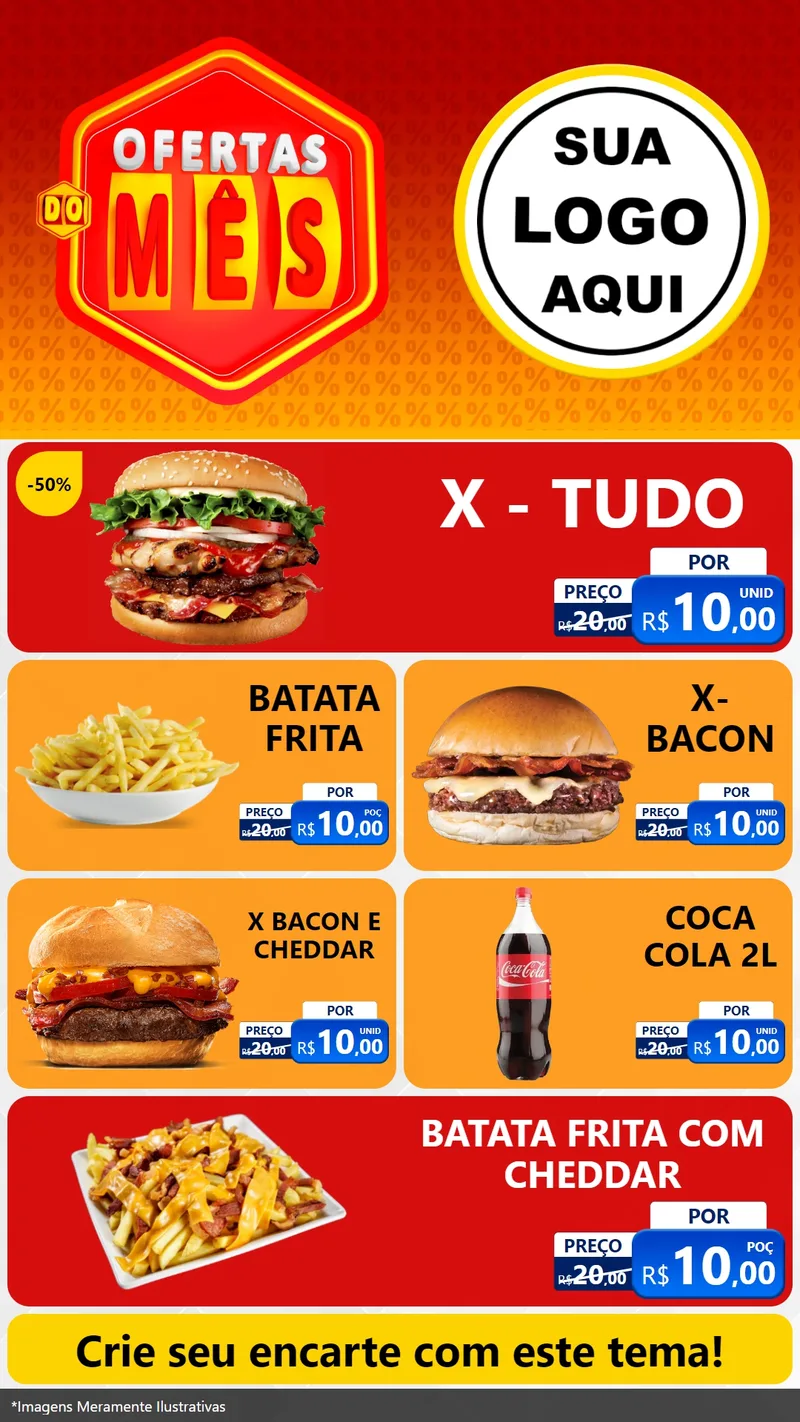 Modelo de TV para TV Vertical com o tema Ofertas do Mês para Hamburgueria