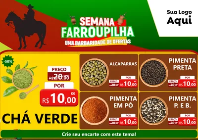 Modelo de Encarte para Encarte A4 Horizontal com o tema Semana Farroupilha - Uma Barbaridade de Ofertas para Produtos Naturais