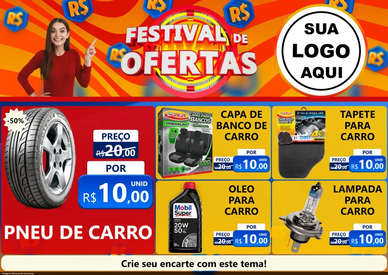 Modelo de Encarte para Encarte A4 Horizontal com o tema Festival de Ofertas para Auto peças