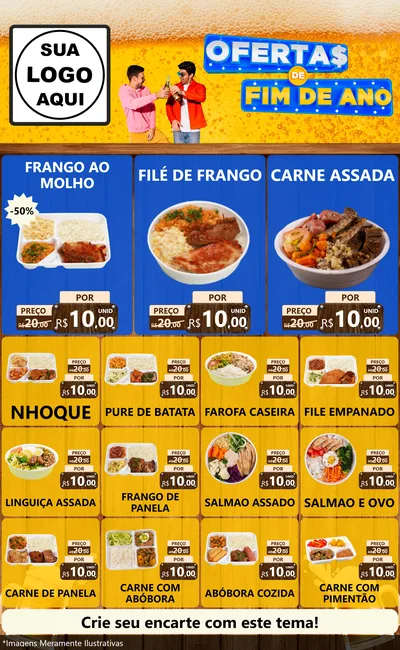 Modelo de Encarte para Encarte Grande com o tema Ofertas de Fim de Ano para Restaurante