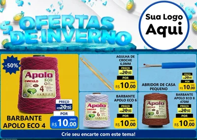 Modelo de Encarte para Encarte A4 Horizontal com o tema Ofertas de Inverno para Armarinho e Aviamentos
