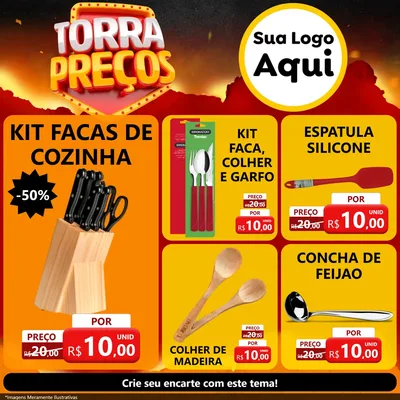 Modelo de Rede Social para Feed Facebook com o tema Torra Preços para Utilidades Domésticas