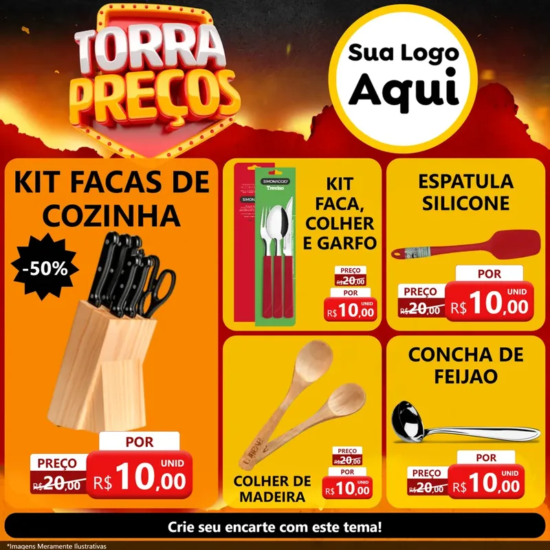 Modelo de Rede Social para Feed Facebook com o tema Torra Preços para Utilidades Domésticas