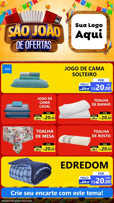 Modelo de TV para TV Vertical com o tema São João de Ofertas para Cama, Mesa e Banho