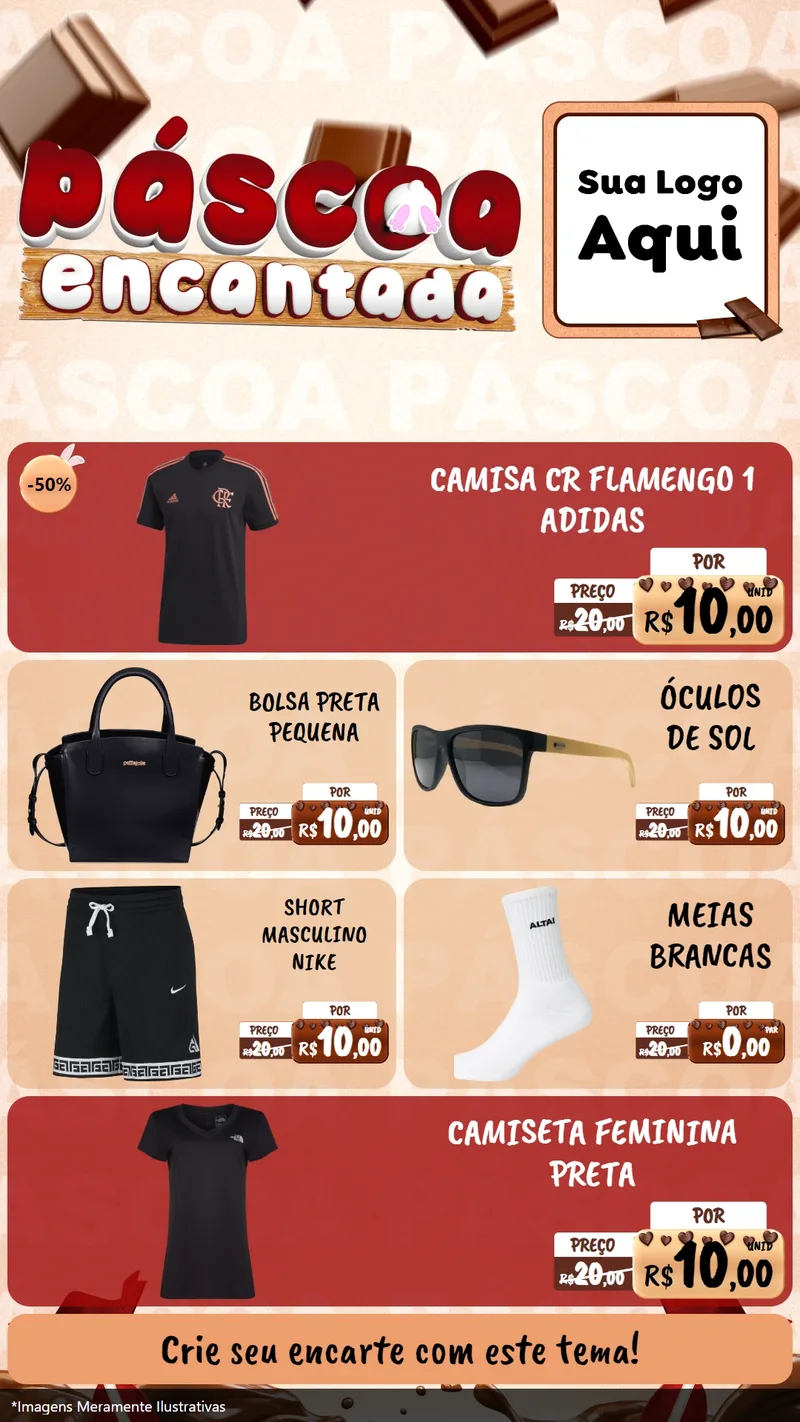 Modelo de TV para TV Vertical com o tema Páscoa Encantada para Roupas e acessórios
