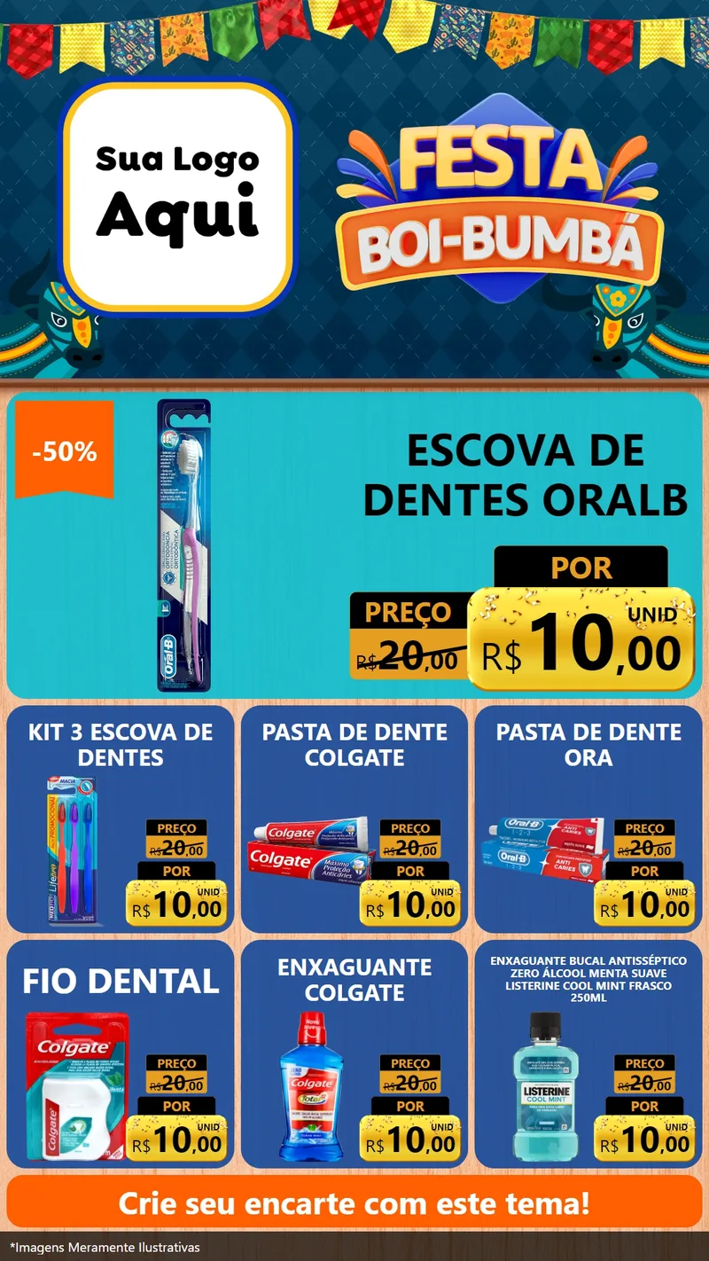 Modelo de Rede Social para Stories com o tema Festa Boi Bumbá para Higiene Pessoal
