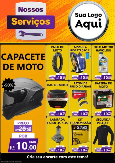 Modelo de Encarte para Encarte A4 Vertical com o tema Nossos Serviços para Moto peças