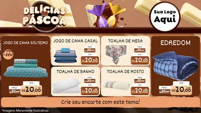 Modelo de TV para TV Horizontal com o tema Delícias de Páscoa para Cama, Mesa e Banho