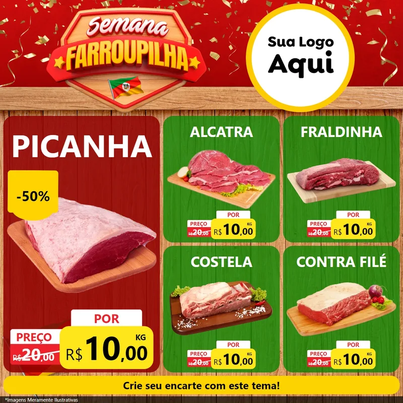 Modelo de Rede Social para Feed Facebook com o tema Semana Farroupilha para Açougue
