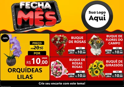 Modelo de Encarte para Encarte A4 Horizontal com o tema Fecha Mês para Floricultura e jardim