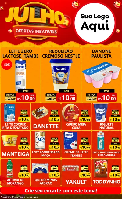 Modelo de Encarte para Encarte Grande com o tema Julho Ofertas Imbatíveis para Frios e Laticínios