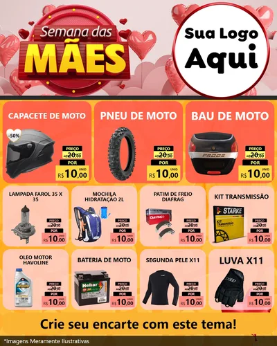 Modelo de Rede Social para Feed Instagram com o tema Semana das Mães para Moto peças