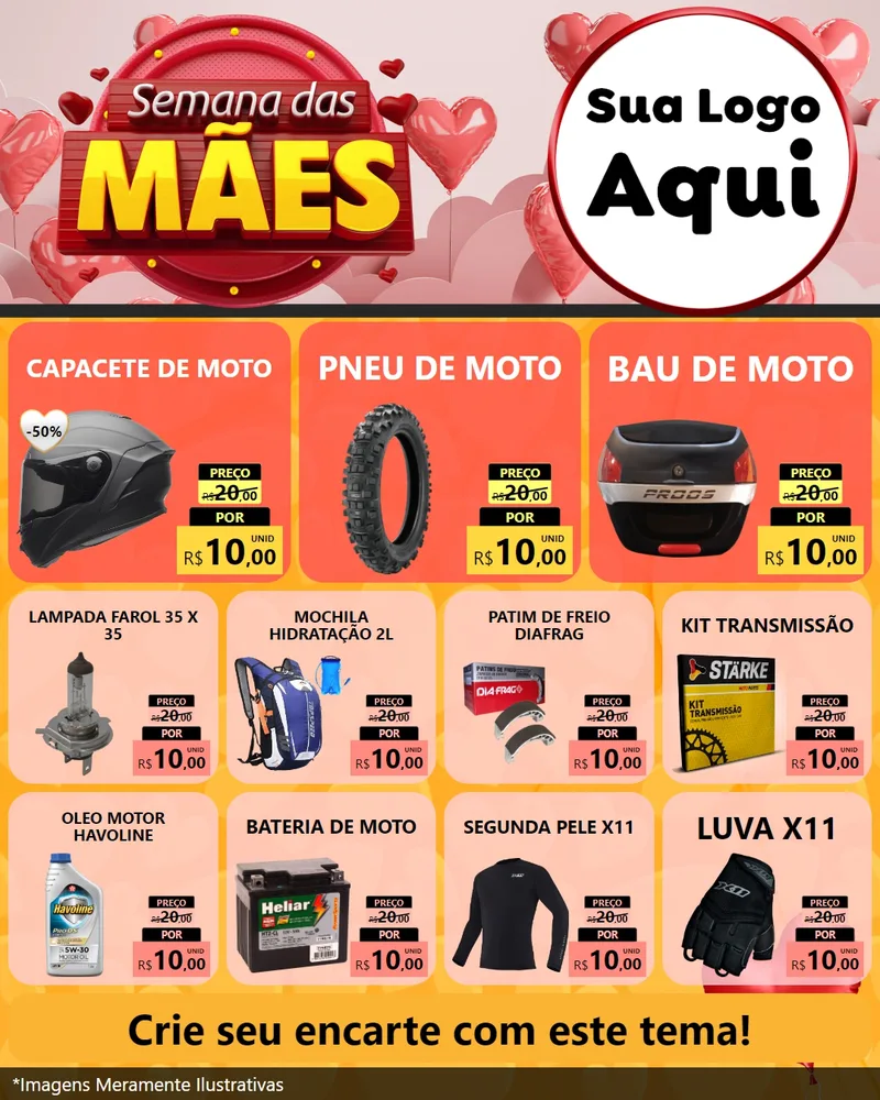 Modelo de Rede Social para Feed Instagram com o tema Semana das Mães para Moto peças