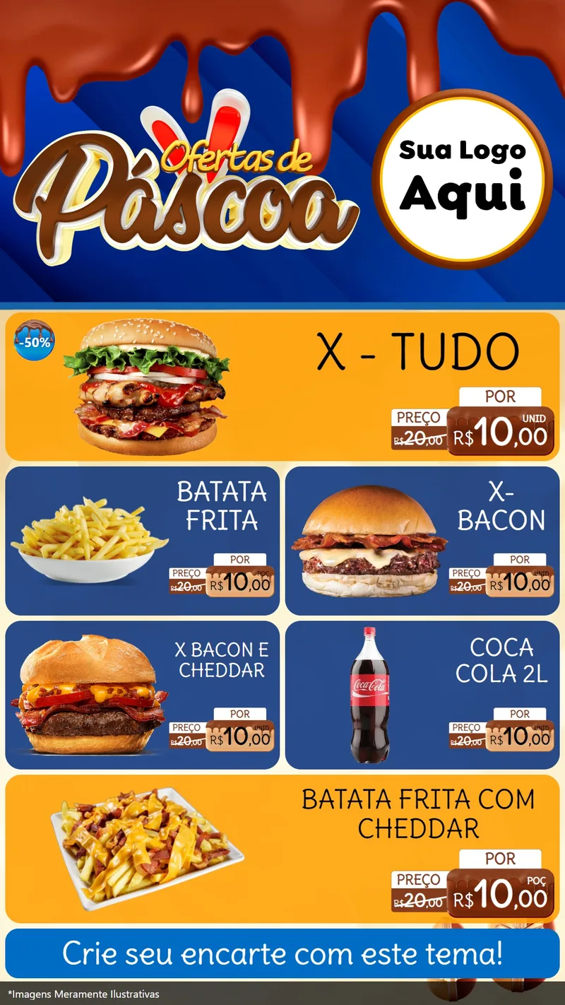 Modelo de TV para TV Vertical com o tema Ofertas de Páscoa para Hamburgueria
