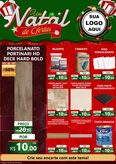 Modelo de Encarte para Encarte A4 Vertical com o tema Um Natal de Ofertas para Pisos e revestimentos