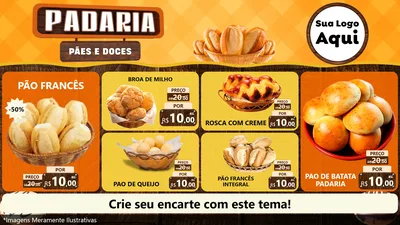 Modelo de TV para TV Horizontal com o tema Padaria Pães e Doces para Padaria