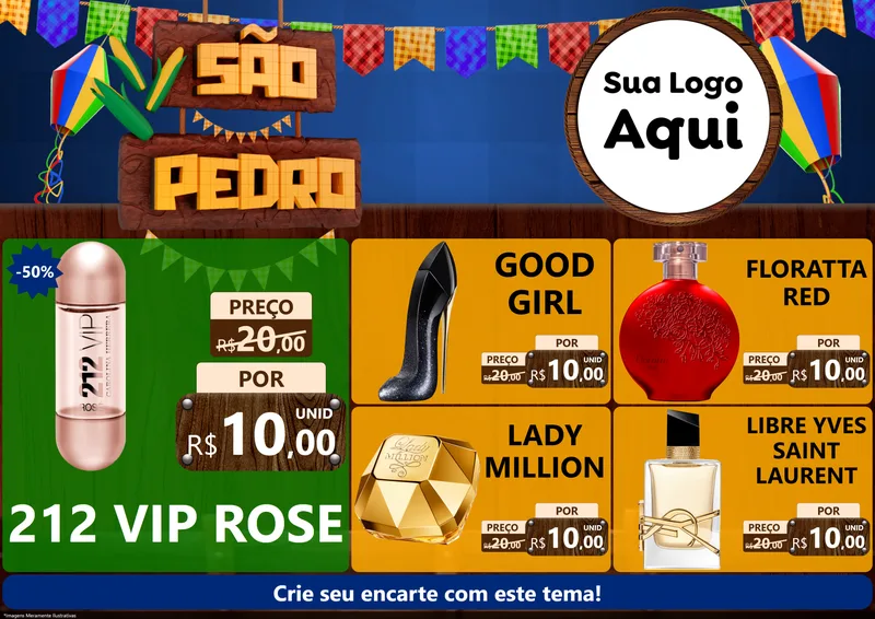 Modelo de Encarte para Encarte A4 Horizontal com o tema São Pedro para Perfumes